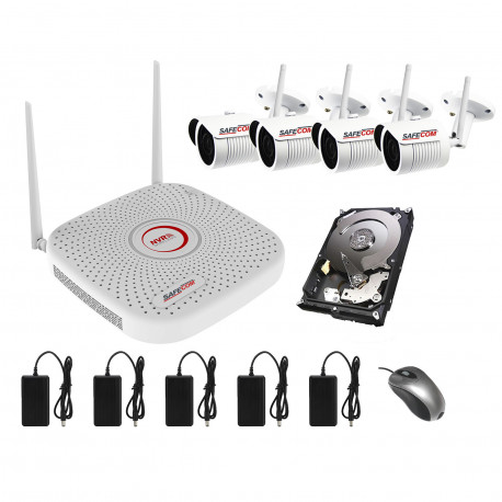 KIT WIFI CCTV SAFECOM:NVR+4 CAM.IP 2MP+HDD1TB+ACC.