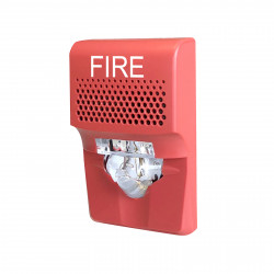 SIRENA CON LUZ ESTROBO LED ROJA TEXTO FUEGO G1AVRF-SP