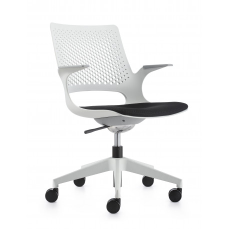 APEROL GRIS RESPALDO MEDIO BRAZO FIJO ASIENTO NEGRO