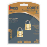2 CANDADOS CON COBRE ANTIBACTERIANO LINEA S 20MM BLISTER S-20BL-CU X2